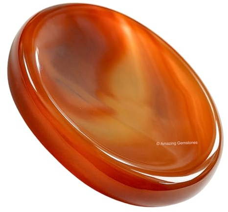 Carnelian Crystal Thumb Orosten för kristallläkning ~ Oval Cabochon-sten ~ Lätt att bära Naturlig kristallficka Palmsten