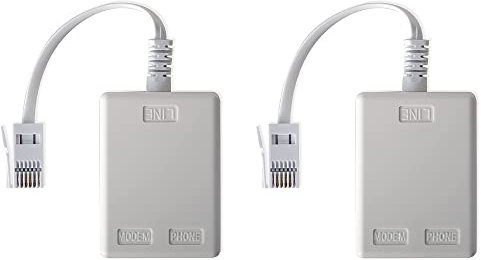 BT ADSL RJ11 Broadband Internet Microfilter Splitter - Male to Female for Landline Modem Router Wifi Plug Telephone White Socket Phone Splitter Cable Sky