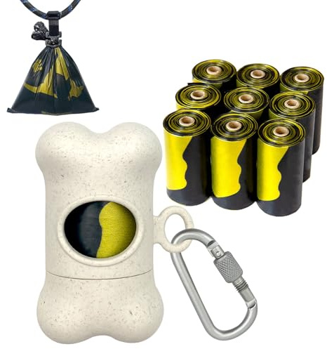SHAOUMAN Benformad sopsäcksdispenser hundbajspåsar hållare hundavfallspåsar dispenser med läckagesäker grön bajspåsar（Beige，1 hållare med 135 påsar）