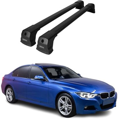 OMAC Dachträger für BMW 3er E90 E91 Stufenheck Touring 2004-12 Alu Schwarz | Abschließbar, Querträger, Grundträger