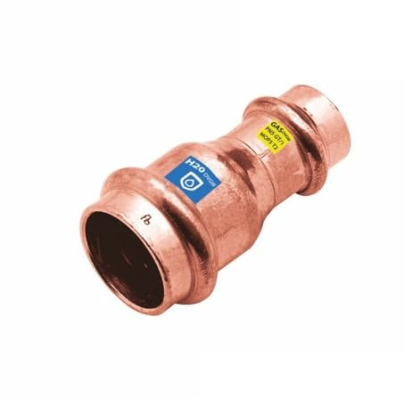 Sanpro Fittings - Pressfitting Reduzierung - Reduzierstück, Größe V 22 - Abgang V 15 (Pressfitting Kupfer Gas Wasser Trinkwasser Heizung Sanitär Fitting Kupferleitung)