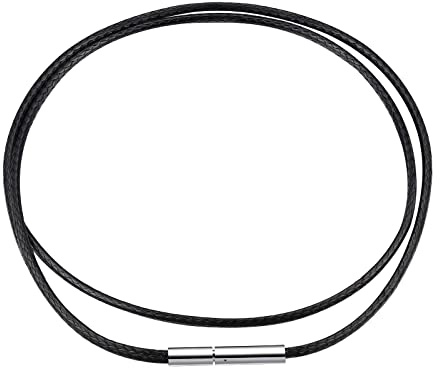 FindChic 2/3MM geflochten Lederkette Herren Damen Kautschuk Halsband mit Edelstahl Verschluss Schwarz/Braun 41-76cm wählbar