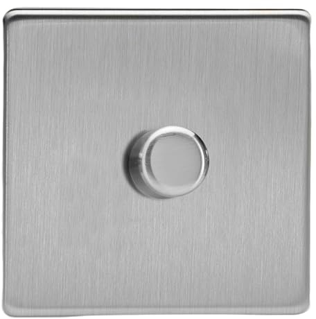 Varilight Single V-Pro Smart Wi-Fi Dimmer 1 x 120W LED - Screwless Brushed Steel With Brushed Steel Knob, JDSSM101S