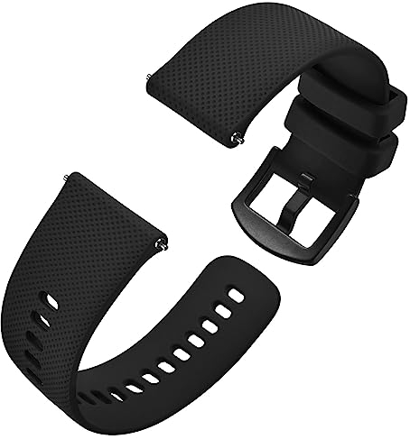 Anbeer Silicone Watch Band 20mm Quick Release Rubber Watch Straps for Men Women,Black Stainless Steel Buckle