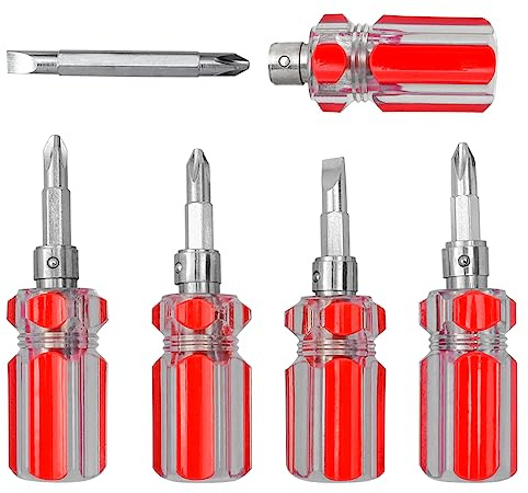 Mesee 5 Stück Stubby Ratschenschraubendreher, Mini Schraubenzieher kurz Set
