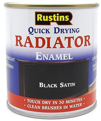 Rustins Quick Drying Radiator Enamel Satin, 250ml, Black