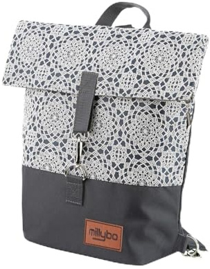 millybo SWEET PLUS Rucksack Fahrradtasche Damen Taschen für Gepäckträger Spitzenmuster 2 in 1 Backpack Wasserabweisend