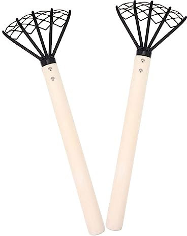 BESPORTBLE 2pezzi Rastrello Da Spiaggia Con Denti Punta Strumento Leggero Per Scavo Gusci Con Manico in Legno e Rete Maglia Piccola Utile Per Giardinaggio e Caccia Al Cibo Marino