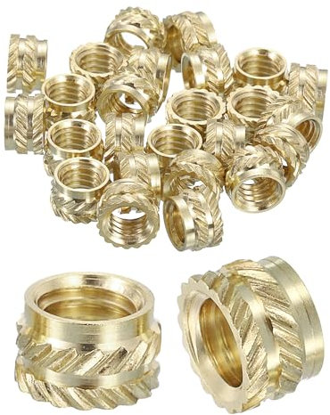Sourcing Map Knurled Insert Nuts, 25pcs M6 x 5mm L x 8mm OD 3D Printing Brass Female Threaded Inserts Heat Set Embedment