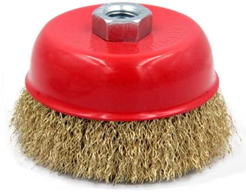 Tradineur Brosse métallique pour meuleuse d'angle - Brosse en acier pour bois et métal - Ponçage et polissage, élimination de la rouille, bavures - Ø 125 mm