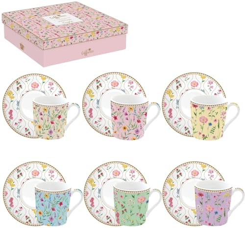 Easy Life COFFRET 6 TASSES A CAFE 10CL EN PORCELAINE COFFEE MANIA New