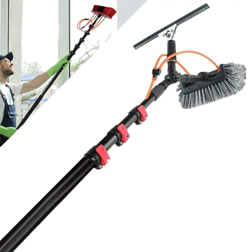 ExoticaBlend Wasserführende Teleskopstange, Glasdach Reinigungsset, PV Anlage Reinigungsgerät, Universal Waschbürste, Fensterreiniger teleskopstiel - PV Anlage Reinigungsgerät,24FT/7.2M