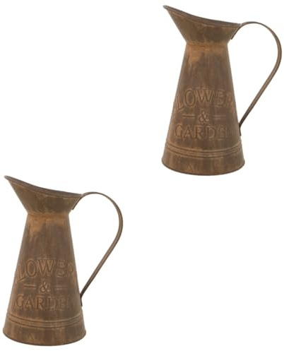 INOOMP 2pcs Metal Planter Bucket Vintage Flower Vase Craftsmanship for Home Office Decor