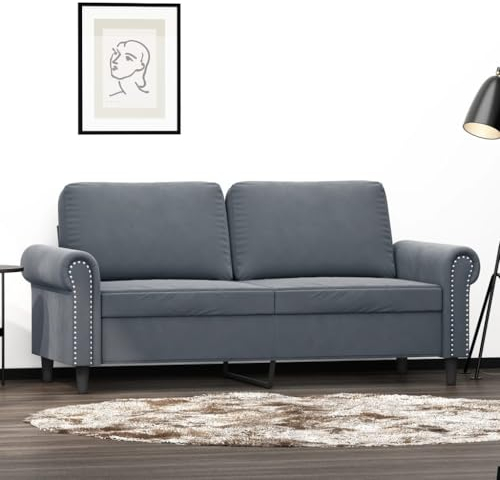 Homgoday 2-Sitzer-Sofa Loungesofa Sofa Couch Modern Gästesofa Doppelsofa Relaxsofa Relaxcouch Loveseat Sitzmöbel für Wohnzimmer Schlafzimmer Dunkelgrau 140 cm Samt