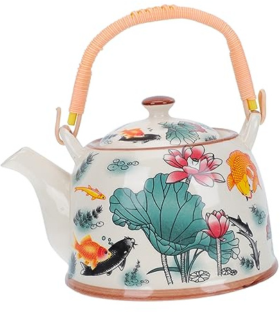 Hoement Théière En Céramique Vintage à Fleurs 1,2 l Résistante à La Chaleur Poignée Isolante Pour Maison Salon De Thé