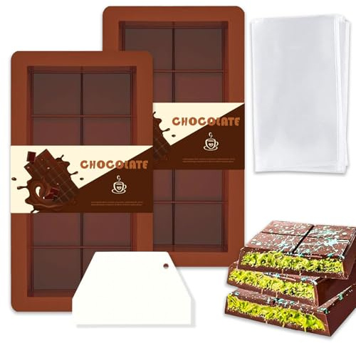 2 Stück Schokoladenform Silikon, Schokoladenform Tief, Silikonform Schokolade mit 10 Mulden, Schokoladen Form Wird zur Herstellung von Dubai Schokolade Pistazie Verwendet, Weihnachtsgeschenke