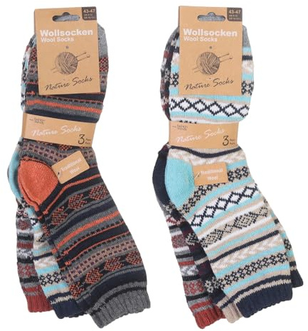 MATY FASHION Herren Socken Bunt warme Norweger Strümpfe Winter Wandersocken Trachten Wolle 198