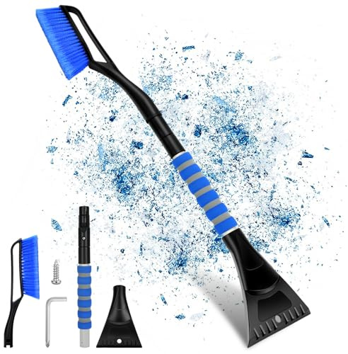 LUOJINYI 2 Piece Ice Scraper Set, Ice Scraper, Large Edge & Gentle Bristles, Non-Slip Handle, Eiskratzer Auto mit Besen, Schneebesen Auto, Scheibenkratzer Auto,Auto Reinigungsbürste