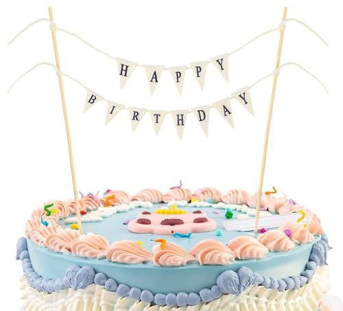 Happy Birthday Tortendeko,Ymapinc Wimpelketten Geburtstag Banner Happy Birthday Deko Cake Topper Geburtstag für Torte Dessert Party Dekoration | Kuchenbanner Wimpelkette, personalisiertes Geburtstagsbanner