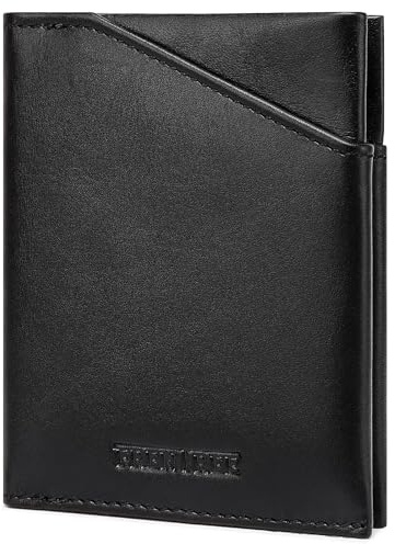 Frentree® Etui aus Echtleder für Kreditkarten mit RFID Schutz, 100% Nappaleder für 12 Karten, Hochformat Leder Kartenetui, Geldbörse Portemonnaie Schwarz