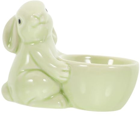 Cabilock Huevera de Cerámica con Diseño de Animalito en Tonos Verdes, Soporte Adorable y Portátil para Almacenar Huevos, Adecuado para Ambientación de Escritorio y Hogar