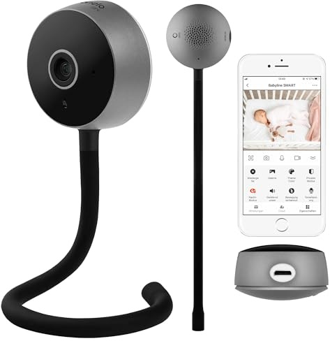 LIONELO Babyline Smart WiFi Babyvakt med Kamera | Appstyrd Övervakning | Obegränsad Räckvidd | Smarta Notiser | Tvåvägskommunikation | Nattseende 10 m | Temperatur- och Fuktsensor | Svart