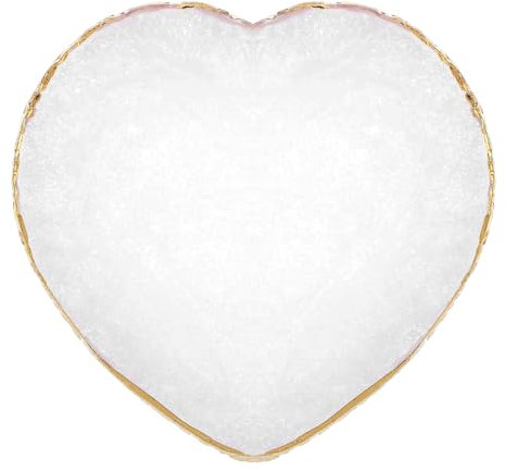 Nail Art Palette, White Heart Nail Pallete with Gold Edge, Clear Nail Polish Mixing Plate for Nail Art Display Cosmetic Mixing