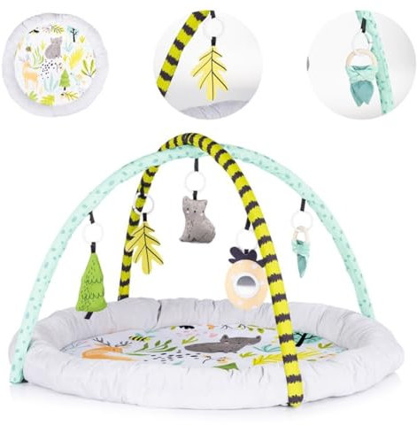 Chipolino arco di gioco, coperta per gattonare nella foresta, 5 giochi sospesi, colorazione:bianco