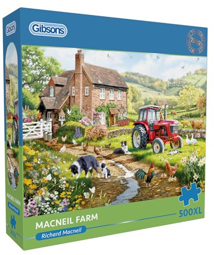 Gibsons MacNeil Farm 500XL Jigsaw Puzzle for Adults – Extra‑Large Pieces for Easy Handling – Nostalgic Traditional Farm Life Scene – Premium Sustainable UK/EU Made – Great Gift Idea