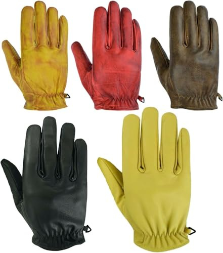 Generisch Motorrad Handschuhe Sommer aus Leder – Retro Vintage Lederhandschuhe für Herren & Damen,Sommer Motorradhandschuhe aus Lede