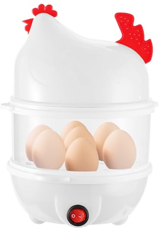 JIEBWCHA Bollitore per uova, cuociuova in camicia con doppio livello a forma di gallina per omelette, polpette | Macchina per cuocere uova in gallina a doppio livello per omelette, verdure al