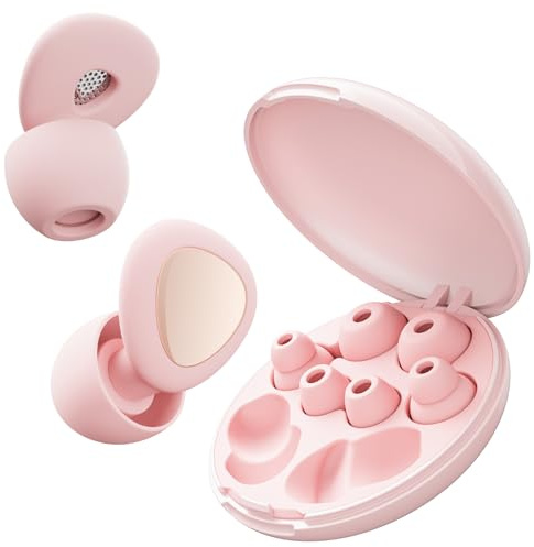 Upgraded Ohrstöpsel zum Schlafen-45dB-Geräuschunterdrückende Ohrstöpsel, Weich, Wiederverwendbar Silikon Earplugs for Sleeping, Gehörschutz mit 8 Ohrstücken für Schlaf, Reisen, Konzerte-Rosa