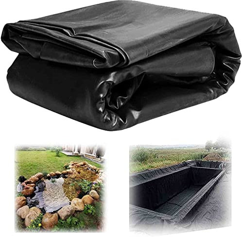 Rivestimento per laghetto preformato nero, resistente, spessore 0,3 mm, resistente agli strappi, facile da pulire, ideale per laghetti da pesce, 3 x 9 m (10 x 39 piedi) in plastica rigida