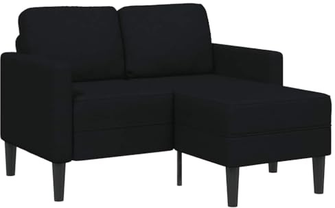 QZZCED 2-Sitzer-Sofa mit Chaiselongue L-Form Schwarz Bürosofas Wohnzimmersofa für Büro 125 cm Stoff