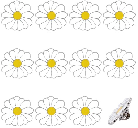 PH PandaHall Gänseblümchen Anstecknadeln Blumenbrosche Weiße Gänseblümchen Auszeichnung Blumen Emaille Anstecknadel Sonnenblume Drucknadelschnalle Für Damen Kleid Hut Strickjacke Pullover