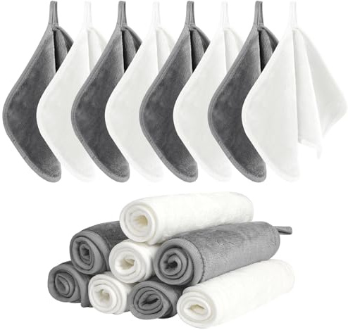 XEPST Panno Microfibra Viso, Asciugamani per il viso Panni per il trucco riutilizzabili Lavabili Rimuovi istantaneamente lo sporco con solo acqua, 8 pezzi