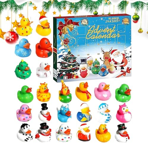 Enten Adventskalender,Weihnachts Countdown Enten Deko - 24-Tage Mini Sammelfiguren Spielzeug Für Kinder Jugendliche Frauen Männer Erwachsene Haus Party Deko