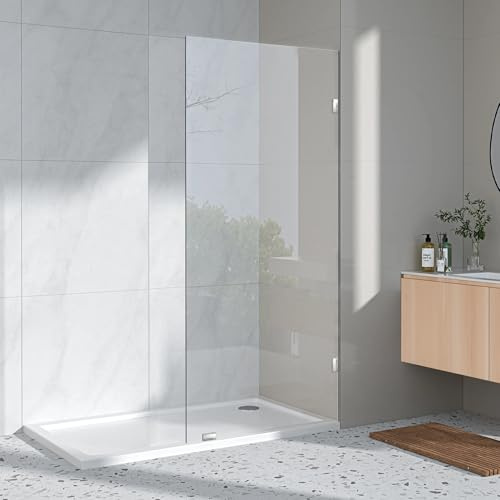 20.5 W×78.75 H Shower Glass Panel, Fixed Frameless Shower Screen with 3/8(10mm) SGCC Clear Tempered Glass,Single Shower Door for Open Walk-in Bathroom(Chrome, 20.5 W×78.75 H)