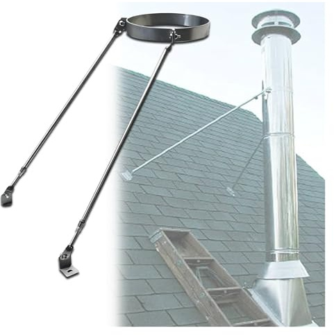 Chimney Pipe Support Bracket for Wind Stability, Loft/Log Cabin Wood Stove Pipe Universal Extended Wall Supports, for 8-25cm Diameter Tube(Hoop Dia 8 7/16(215mm))