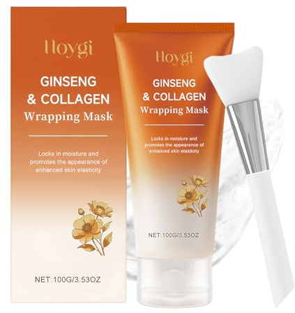 Masque peel-off au ginseng 100 g, masque de nuit au collagène coréen, masque de nuit au ginseng pour le visage, améliore l'élasticité, hydratant et raffermissant, brosse incluse