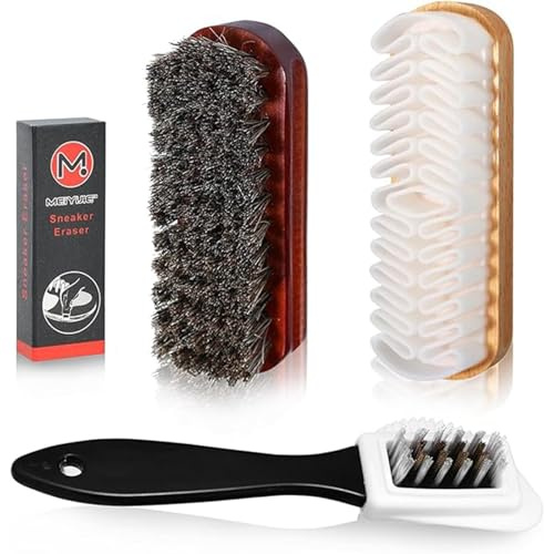 Suede Brush and Nubuck Cleaner Kit, 4 Pcs Multifunctional Cleaning Brushes for Shoes, Boots and Leather