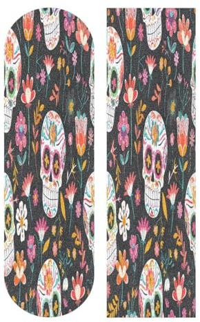Mnsruu Skateboard-Griptape mit buntem Blumenmuster, Longboards, Anti-Rutsch, Scooter-Griptape, Sandpapier-Aufkleber, 22,9 x 83,8 cm
