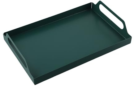 BildeeMait Plateau de service rectangulaire en métal avec poignées, plateau en fer forgé pour nourriture, boissons, plateau décoratif pour cuisine ou 30 x 20 cm