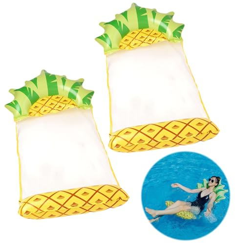 MENUY 2 Stück Wasserhängematte Schwimmmatte 4 in 1 Luftmatratze Pool Erwachsene mit Netz Aufblasbare Pool Zubehör Spielzeug Spaß
