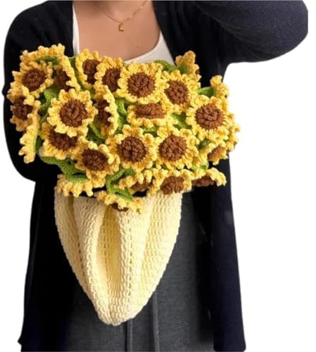 Générique Couverture De Bouquet De Fleurs Au Crochet, Couverture Florale De Tournesol Au Crochet Faite À La Main, Douce Et Respectueuse De La Peau Adaptée Aux Amateurs D’Artisanat