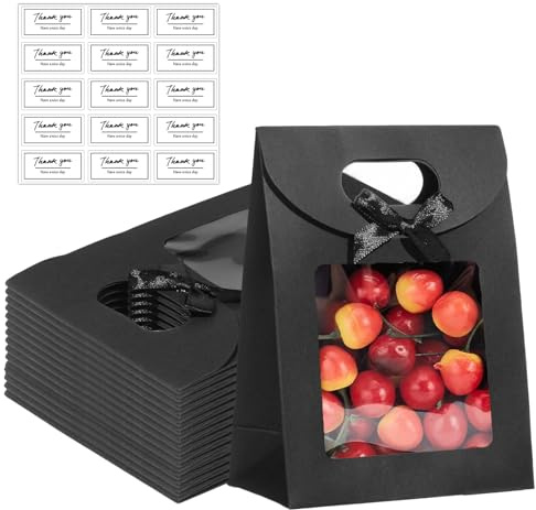 GUOYOU 15 Stück Geschenktüte mit Fenster, 16x12x6cm Geschenktüten Klein