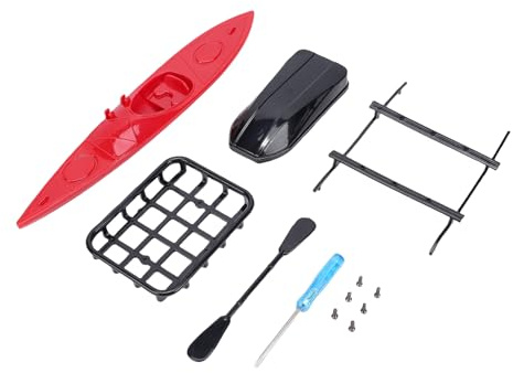 Dilwe RC Crawler Roof Rack Set, RC Crawler Truck Upgrade Accessories with Canoe and Box for Adventure Style Decoration