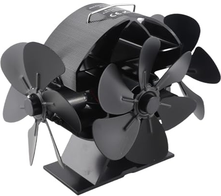 Pongnas Heat Powered Stove Fan with 3 Heads & 18 Blades, Efficient 270-Degree Airflow for Wood Burning