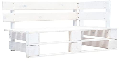 Ziaphsol Banc d'angle Palette de Jardin en Bois Blanc résistant aux intempéries pour terrasse Patio Balcon et Espace extérieur avec Dimensions 110 x 65 x 55 cm
