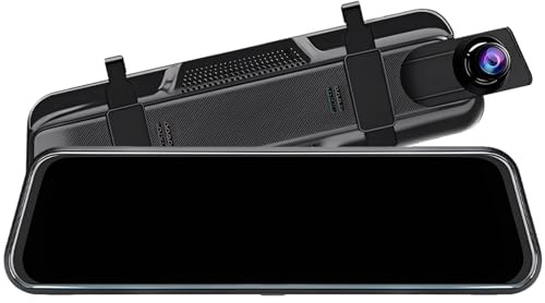 10 Zoll 26 cm Rückspiegel Dash Cam mit 32G Karte, Front und Heck Doppelaufzeichnung, 1080P HD, Nachtaufnahmen, 135° Weitwinkel, Sprachsteuerung, Echtzeit-Streaming, für sofortigen Einsatz